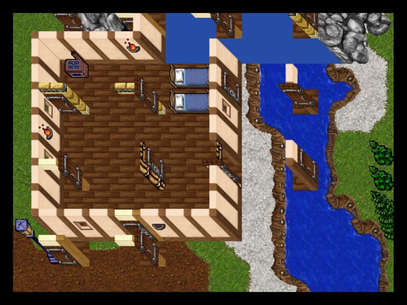 Casa e rio no mapa do Odryssia